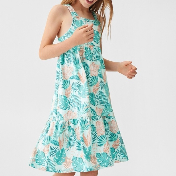 Mango Tropical Print Kids Dress, Perfect For a Summer Vacation, Size 9/10y - Picture 1 of 11